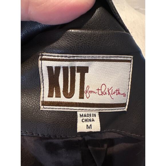 Kut From the Kloth Lincoln Faux Leather Drape Jacket, moto syle, brown, medium - Picture 5 of 9